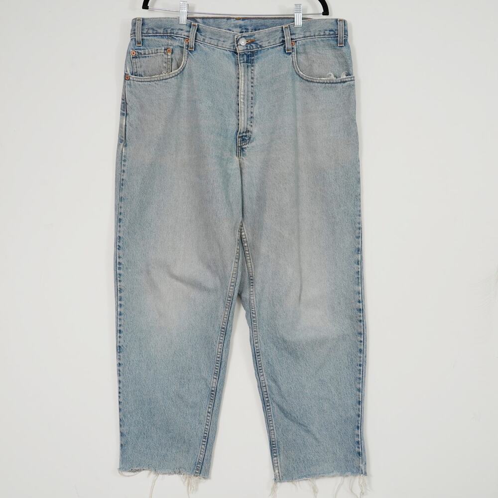 VTG Levi's 560 38x29 Loose Fit Tapered Leg Baggy Cutoff Denim Jeans Frayed Hem
